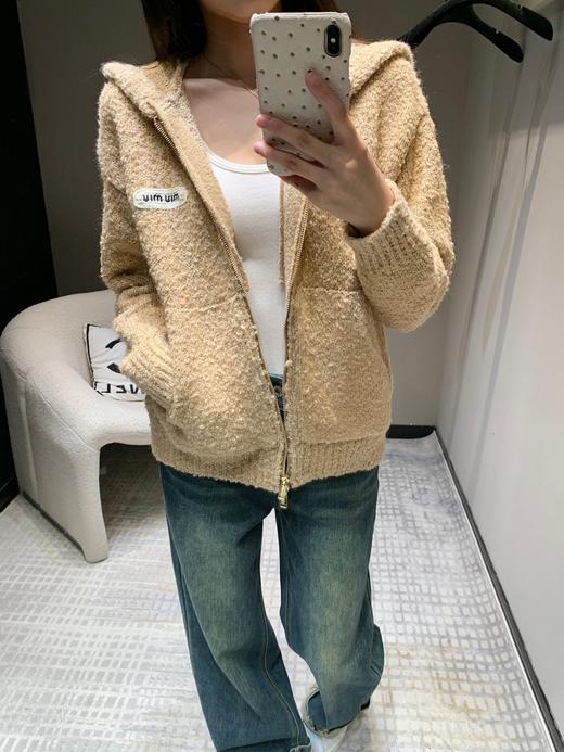 缪家24Fw秋冬新款混彩线棒针连帽拉链开衫外套（UY*DQJB） 商品图7