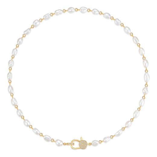 INBB052 龙虾扣锁芯满锆珍珠项链｜INCH EDITION 时光不惑系列 商品图1