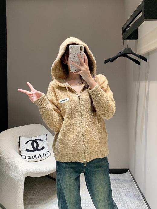 缪家24Fw秋冬新款混彩线棒针连帽拉链开衫外套（UY*DQJB） 商品图1