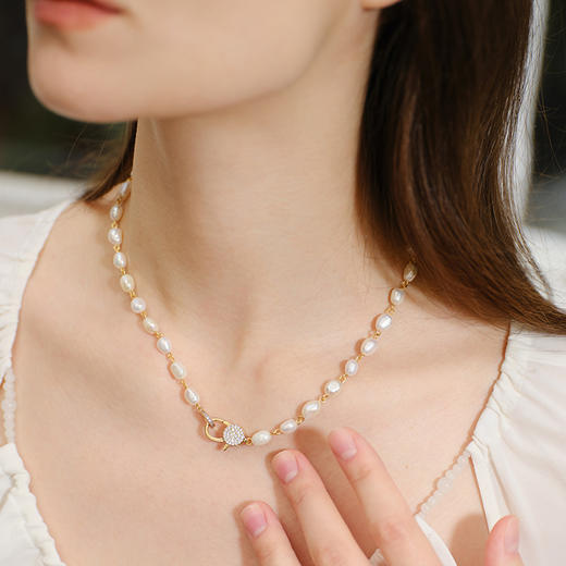 INBB052 龙虾扣锁芯满锆珍珠项链｜INCH EDITION 时光不惑系列 商品图5