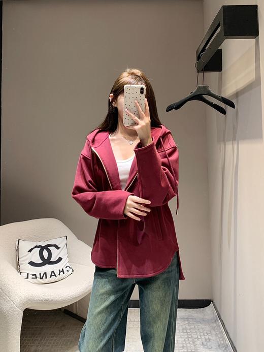 缪家24Fw秋冬新款字母微标安哥拉红拉链连帽卫衣丨（UY*DQJB) 商品图0