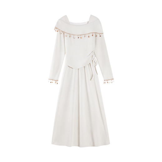 鹿向南「海上钢琴诗」法式假两件连衣裙2024新款秋冬加绒显瘦裙子 商品图0