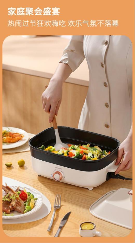 😎【大牌清仓.价格至冰点】🌈厨房好物分享之—💕【德世朗DESLON一体式多功能料理锅3.5L（DDQ-HG115）】🔥移动的小厨房,探索美食奥秘🧡 商品图2