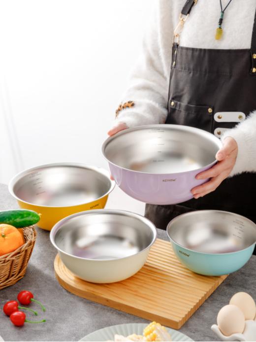 💥[品牌直发]升级款!🤭三件套39.9!🍹四件套 49.9! 🌸【KEYIOW亮面不锈钢沙拉盆套组✨】，304不锈钢材质!源自宝岛台湾35年品牌，😎北欧的简约风范!  商品图2