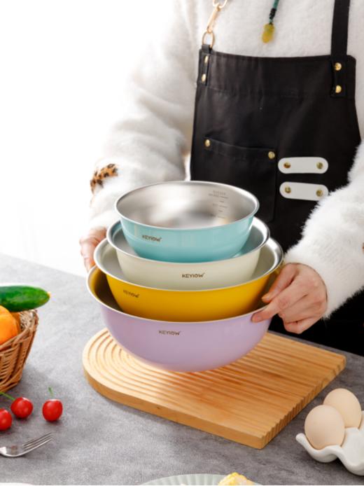 💥[品牌直发]升级款!🤭三件套39.9!🍹四件套 49.9! 🌸【KEYIOW亮面不锈钢沙拉盆套组✨】，304不锈钢材质!源自宝岛台湾35年品牌，😎北欧的简约风范!  商品图1