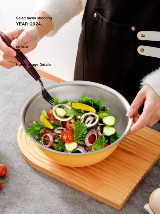 💥[品牌直发]升级款!🤭三件套39.9!🍹四件套 49.9! 🌸【KEYIOW亮面不锈钢沙拉盆套组✨】，304不锈钢材质!源自宝岛台湾35年品牌，😎北欧的简约风范!  商品图4