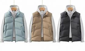 Martine Wester 五格斜切线环保水性涂层面料立领鹅绒马甲11083820