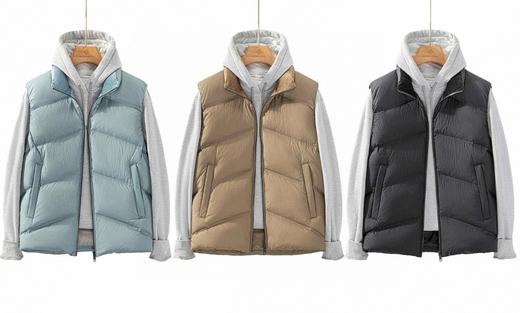 Martine Wester 五格斜切线环保水性涂层面料立领鹅绒马甲11083820 商品图0