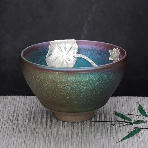 子佩集S990银【流光溢彩】茶具【HH008】纯银茶杯摆件莲花偏蓝2412 商品图2