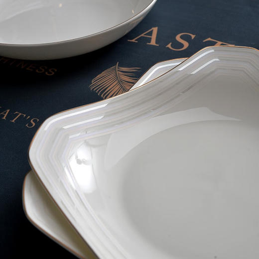 唐惠餐具整套唐山骨瓷碗盘餐具套装33头中式简约乔迁礼物皮箱包装彩虹 商品图7