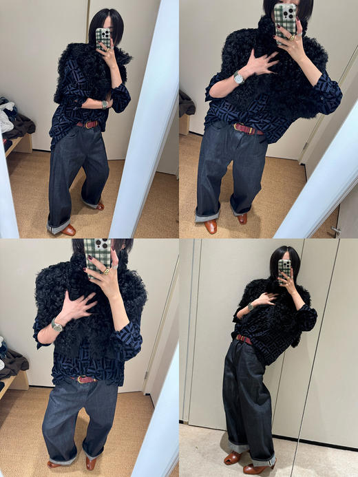 HIDEMI 甄选原色原浆赤耳单宁红线中低腰直筒微阔腿复古牛仔裤长裤 商品图2