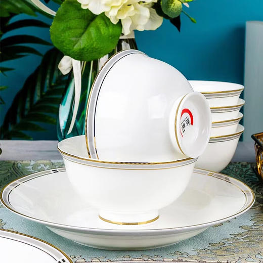 唐惠骨瓷餐具套装22头中式碗盘碟具整套家居实用乔迁结婚礼物似水流年 商品图3