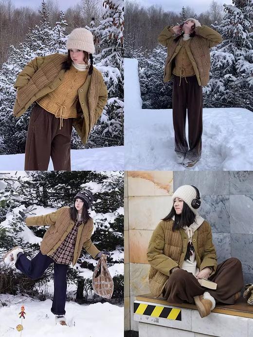 浮生八记/24D188/复古拼接羽绒服假两件绞花90白鸭绒外套 商品图4