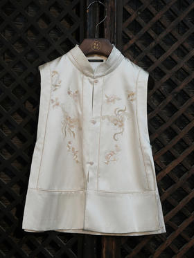 盛唐牡丹|真丝重缎蝶恋花手绣马甲