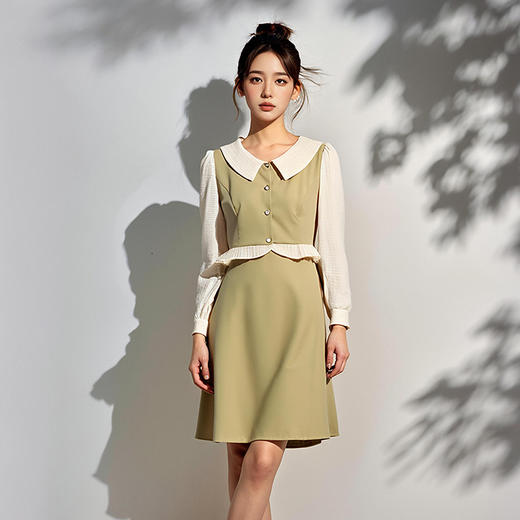 奢姿2025年春季新款大码女装甜美蕾丝拼接裙子胖妹妹假两件连衣裙9951890324 商品图4