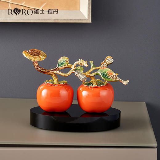 【彼达思】罗比罗丹 好柿成双 珐琅彩柿子如意摆件轻奢商务送礼家用 商品图1
