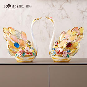 【彼达思】罗比罗丹 添福 天鹅珐琅彩摆件