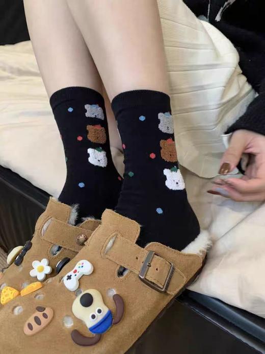 <曾小咸推荐>  植绒小熊中筒袜  商品图1