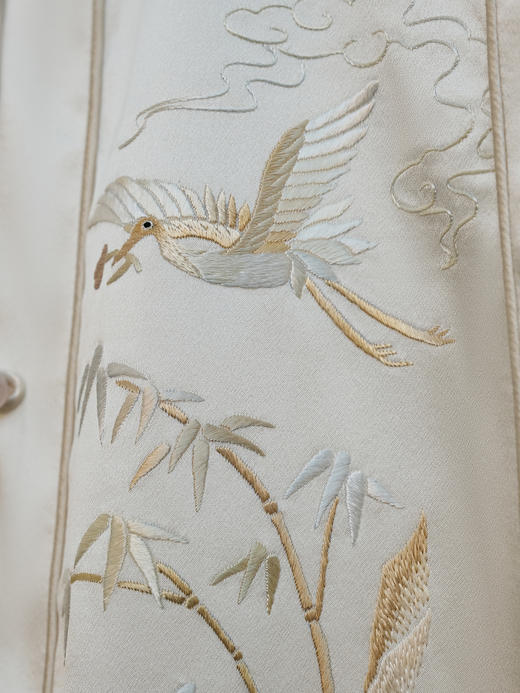 盛唐牡丹|鹤鹿同春手绣真丝马甲-白色 商品图4