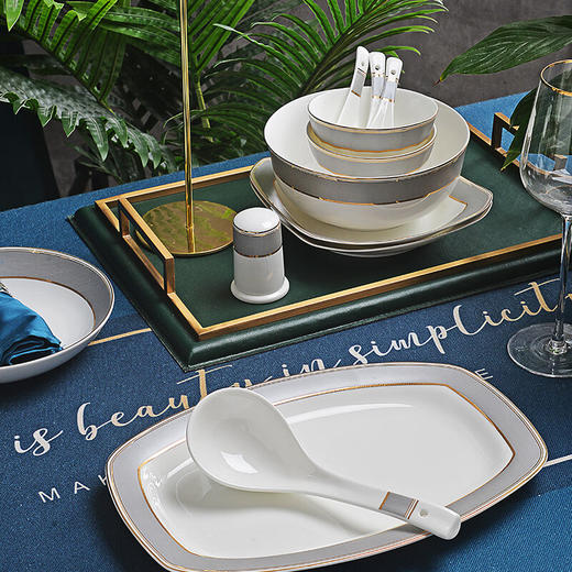 唐惠餐具整套33头唐山骨瓷碗盘餐具套装乔迁搬家结婚礼物皮箱沙漠骆驼 商品图4