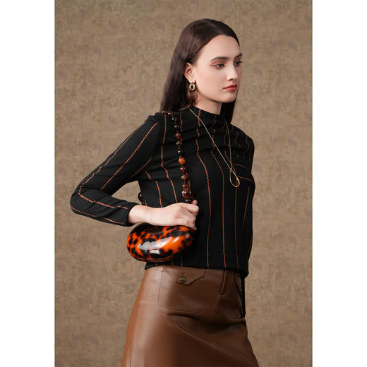 乔万尼新品绵羊毛小衫条纹简约设计上衣EI4C683 商品图3