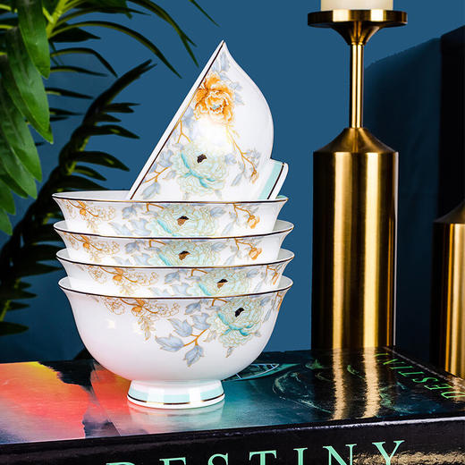 唐惠唐惠餐具套装20头碗盘餐具套装唐山骨瓷家用碗套装筷子盘子 拾花 商品图2