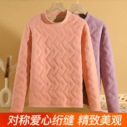 【加绒加厚】秋冬中老年妈妈装圆领套头保暖上衣女时尚洋气可外穿6610女士绗缝套头上衣 商品图2