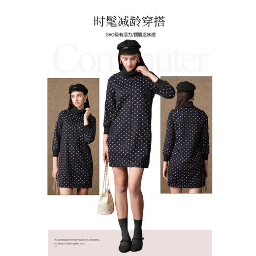 乔万尼秋冬新款连衣裙针织保暖高领打底裙廓形显瘦EI4E527 商品图2