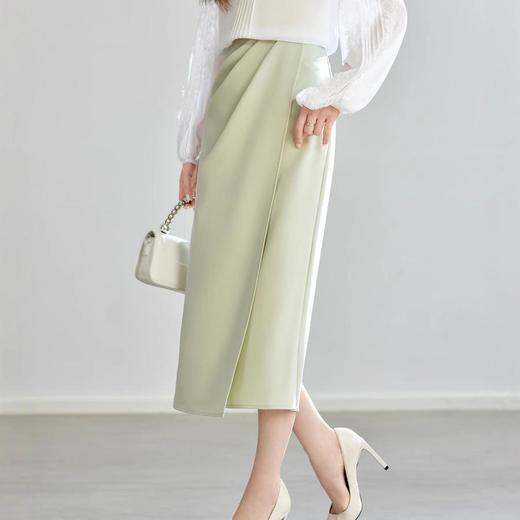 全新升级【铂金会员146/天猫199/差价53】(54106) 洛诗琳时尚通勤半身裙2025春季新款百搭直筒褶皱显瘦裙子 商品图1