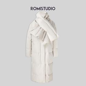 ROMI STUDIO高充绒量白鹅绒冬季中长款带围脖休闲时尚羽绒服W2294