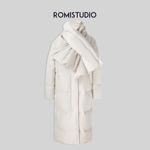ROMI STUDIO高充绒量白鹅绒冬季中长款带围脖休闲时尚羽绒服W2294 商品图0