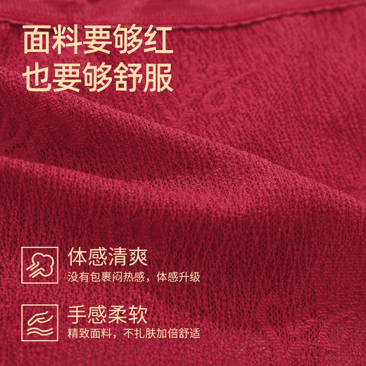 【3条装】熳洁儿 红色女士内裤新年本命年包臀蕾丝提花网纱24762125 商品图6