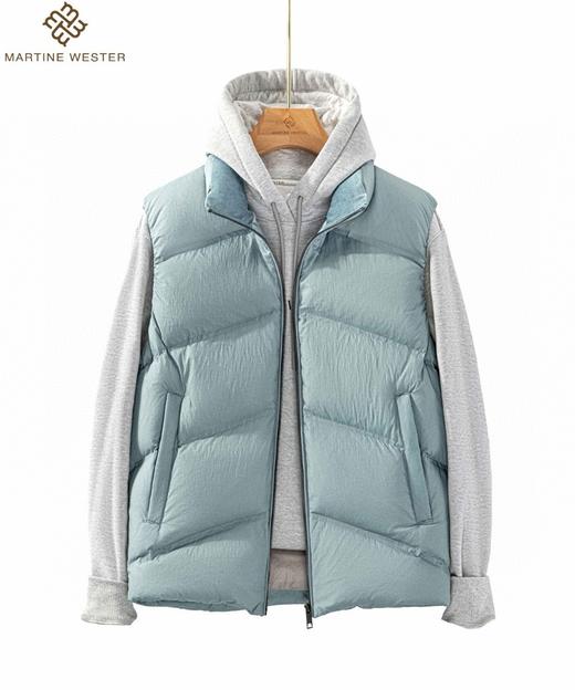 Martine Wester 五格斜切线环保水性涂层面料立领鹅绒马甲11083820 商品图5