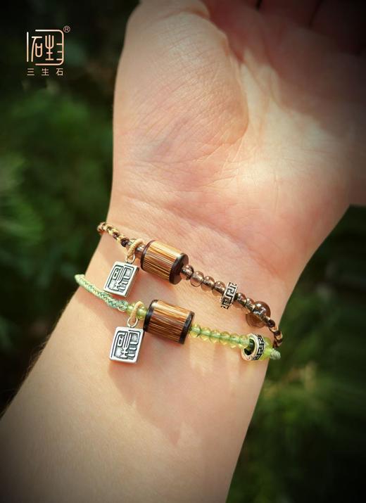 势如破竹·橄榄石\茶晶编织手链 商品图5
