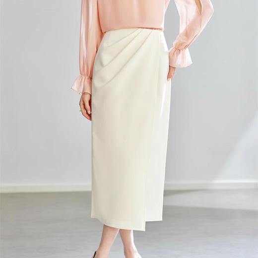 全新升级【铂金会员146/天猫199/差价53】(54106) 洛诗琳时尚通勤半身裙2025春季新款百搭直筒褶皱显瘦裙子 商品图2