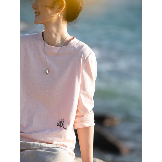 牧衣游原创 汉麻棉手工刺绣T恤限量福利款 叶纺【不支持会员折】 商品图1