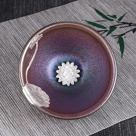 子佩集S990银【流光溢彩】茶具【HH007】纯银茶杯摆件莲花偏紫2412 商品图1