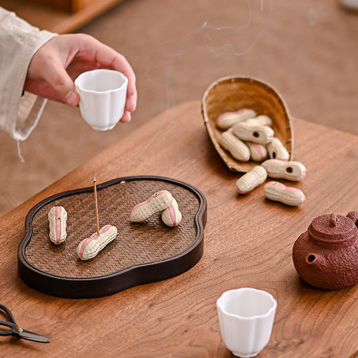 【敦煌花生迷你香插】敦煌好事花生香插家用室内线香底座中式茶桌摆件沉香檀香线香插 商品图4