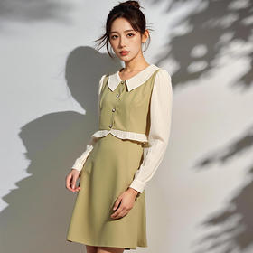 奢姿2025年春季新款大码女装甜美蕾丝拼接裙子胖妹妹假两件连衣裙9951890324