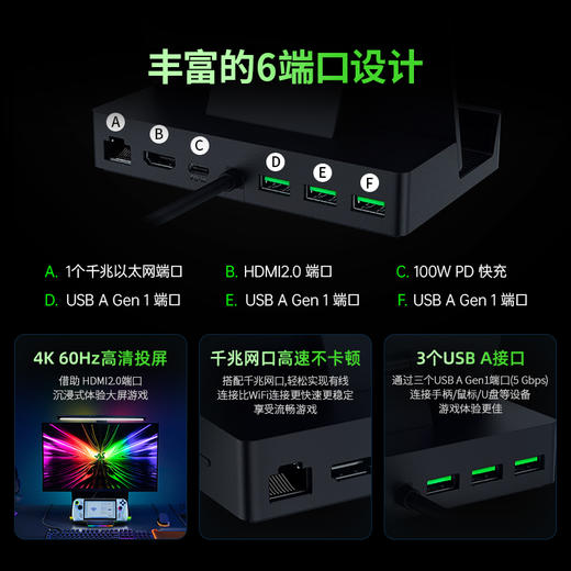 Razer雷蛇掌机拓展坞幻彩版 适配多种掌机平板 Steam Deck/iPad【雷蛇官方直营，2年有限质保】 商品图4