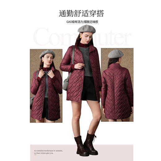 【两色可选】乔万尼秋冬新品棉服保暖棉轻松舒适感十足立领中长棉衣ES4T445 商品图1