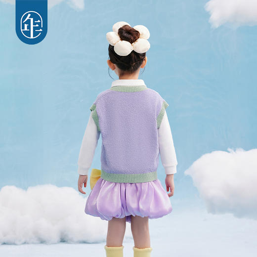 年衣童装女童套头针织马甲2025年春季新款婴儿宝宝坎肩马夹背心春日圆舞马甲 商品图4
