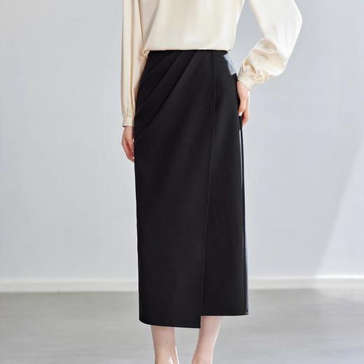 全新升级【铂金会员146/天猫199/差价53】(54106) 洛诗琳时尚通勤半身裙2025春季新款百搭直筒褶皱显瘦裙子 商品图4