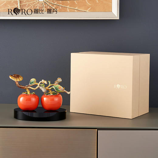【彼达思】罗比罗丹 好柿成双 珐琅彩柿子如意摆件轻奢商务送礼家用 商品图2
