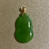 18K玫瑰金和田玉（碧玉）镶钻葫芦吊坠/单面葫芦19*33mm/苹果绿 商品缩略图0