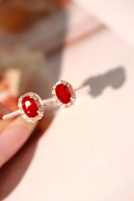 0.6ct刻面红宝石耳钉 商品图4