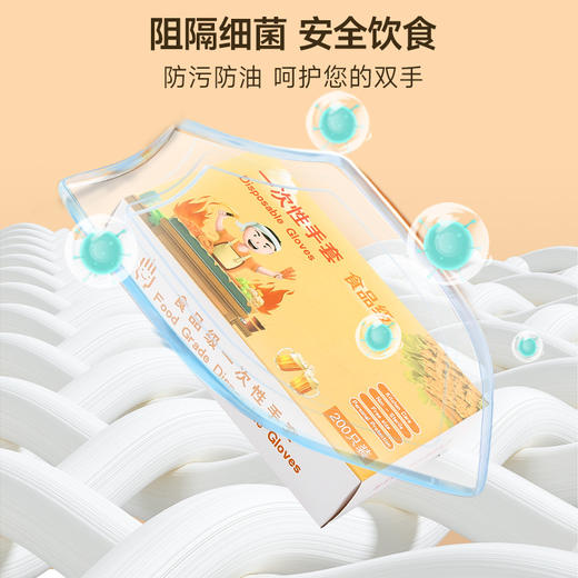 「大盒200只装！抽拉式设计」一次性手套食品专用200只盒装 抽取式PE塑料居家日用厨房用品手套 商品图1