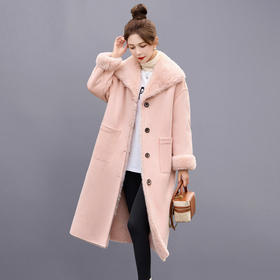 长款皮毛一体羊羔毛外套女冬季2024新款加厚环保皮草仿鹿皮绒大衣