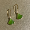 18K玫瑰金和田玉（碧玉）镶钻耳饰--舞/扇形8.5*10mm/总长26mm/苹果绿 商品缩略图0