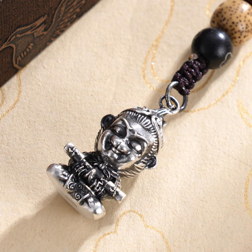 子佩集S999银【悟空禅定】钥匙扣【DZ1016】纯银2412 商品图1